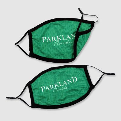 mesh mask in green with white logo