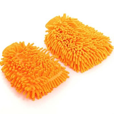 Orange chenille microfiber glove
