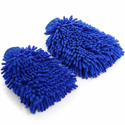 blue chenille microfiber glove