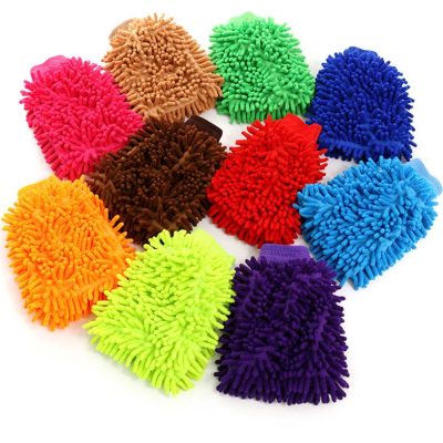 all colors of blue chenille microfiber gloves