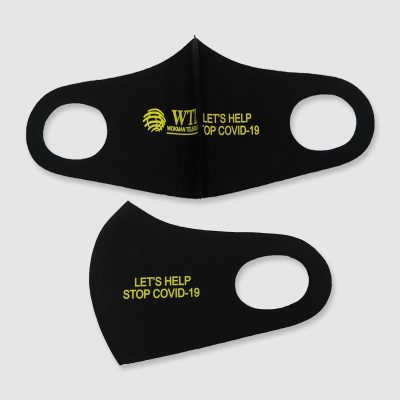 Black with Yellow print Custom 3D Soft Neoprene Face Cover Masks