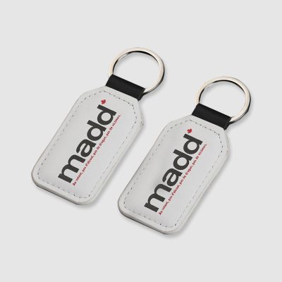 grey leather key ring