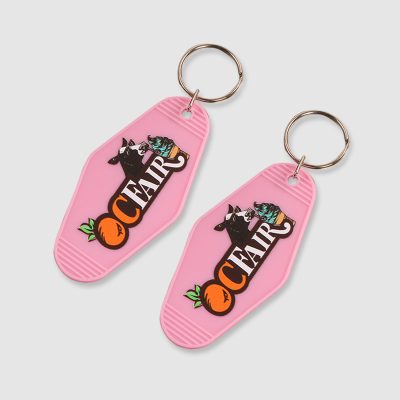 plastic key tag with colored logo