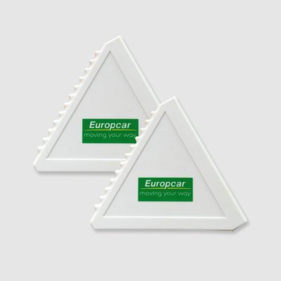 white triangle custom ice scraper
