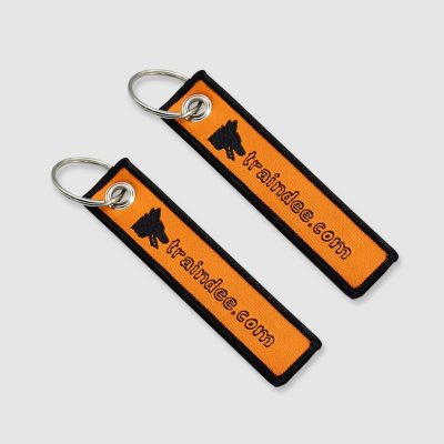 orange woven key tag