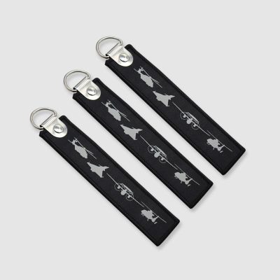 black with woven logo key tag