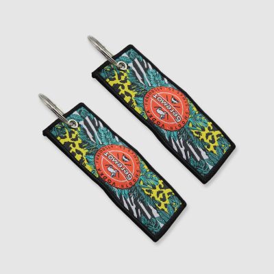 full color with woven logo key tag