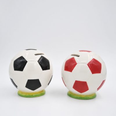 black red Football Custom Painted Piggy Banks