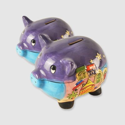 purple Personalized Cute Piggy Banks
