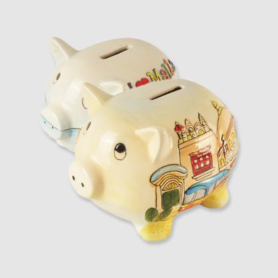 cream Personalized Cute Piggy Banks