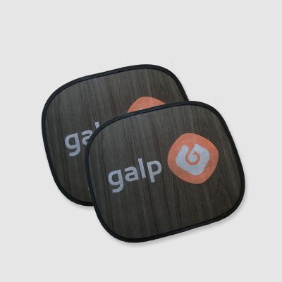 printed logo on black mesh sunshade