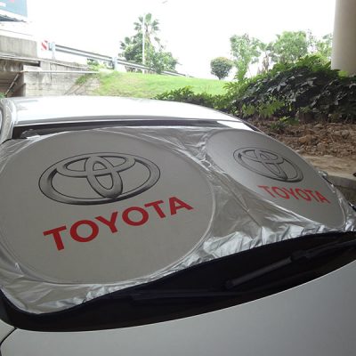 toyota printed on sunshade