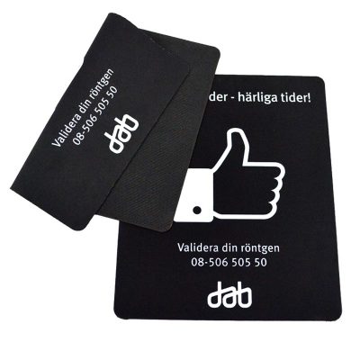 white print on black mouse pad