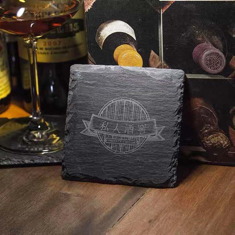Personalised Stone Coasters for Restaurant 5 engraved, square coaster