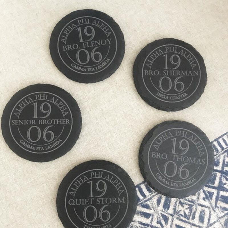 Sweaty Funny Custom Slate Coasters 2 ALPHA PHI ALPHA, ENGRAVED COASTERS FOR CHURCH