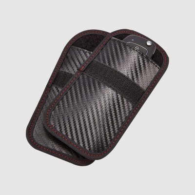 Car Key Signal Blocking Pouch, black carbon texture