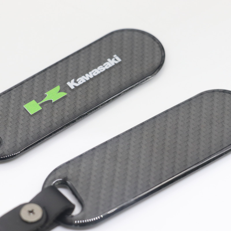 Superior Custom Carbon Auto Keychain 5 key tag, kawasaki print