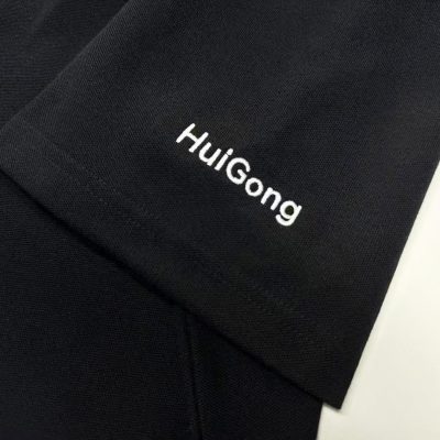 polo sleeve with stitched logo