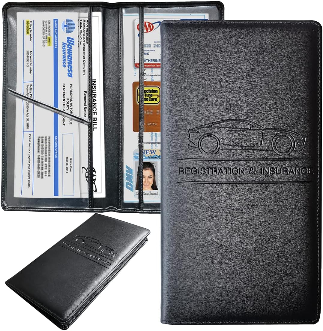 Customized Insurance and Registration Holder 4 car document holder in black
