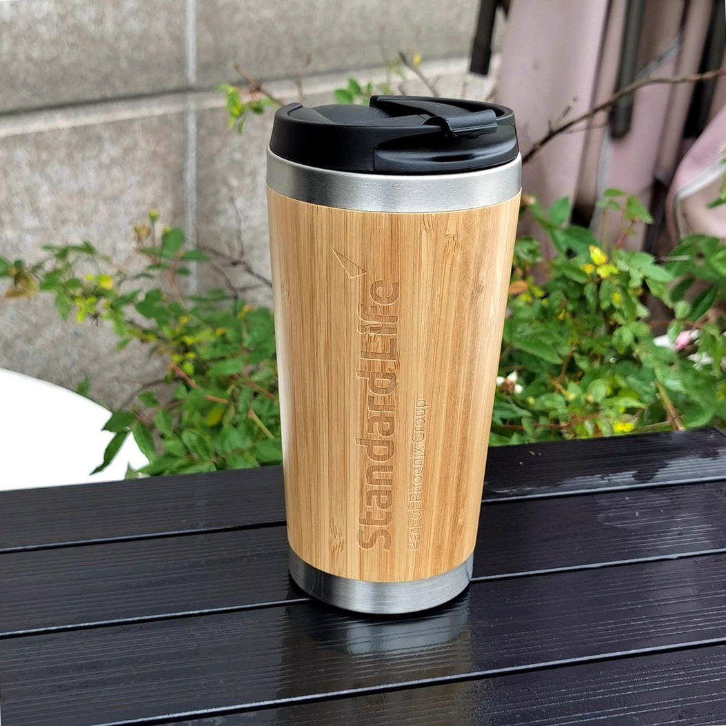 16 oz Insulated Stainless Steel Bamboo Coffee Cup 1 Insulated Stainless Steel Bamboo Coffee Cup
